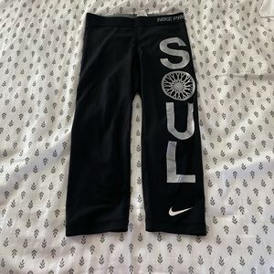 NIKE Pro Soul Cycle Branded Capri Leggings Black Size XS